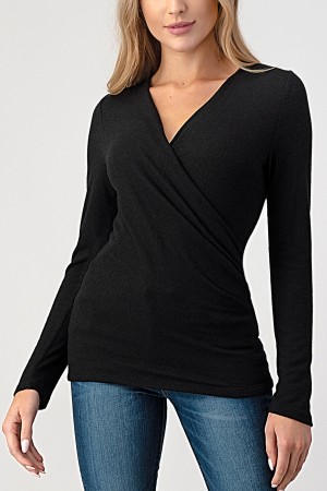 T338<br/>Surplice L/S Fitted Top